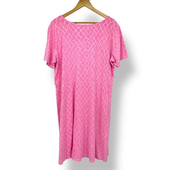 VTG Fresh Produce Midi Maxi Dress Pink Geometric  Women's 1X Made in the USA - Picture 2 of 5